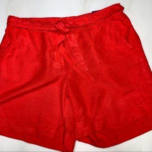 Lane Bryant Linen Shorts Cuffed Hem Tie Waist 26W